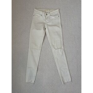 Levis 711 Skinny Jeans Womens 25 White Distressed Raw Hem Mid Rise